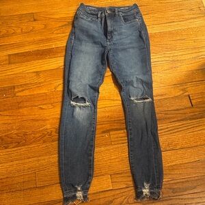 DL1961 Dark Blue Distressed Skinny Jeans